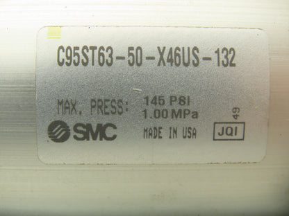 SMC C95ST63-50-X46US-132 Pneumatic Air Cylinder 63mm Bore 50mm Stroke 145psi