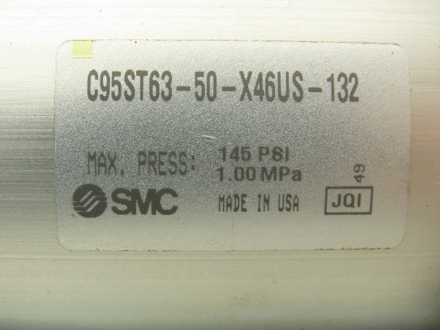 SMC C95ST63-50-X46US-132 Pneumatic Air Cylinder 63mm Bore 50mm Stroke 145psi