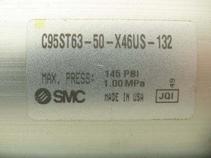 SMC C95ST63-50-X46US-132 Pneumatic Air Cylinder 63mm Bore 50mm Stroke 145psi