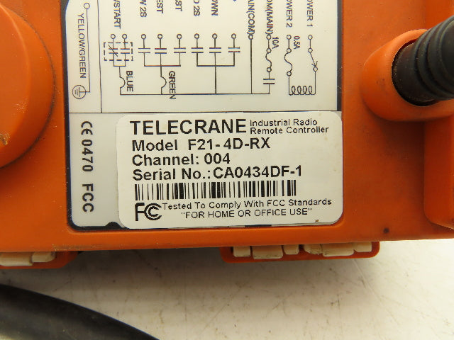 Telecrane F21-4D-RX Wireless Crane Remote Control Receiver Channel 4
