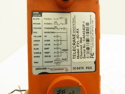 Telecrane F21-4D-RX Wireless Crane Remote Control Receiver Channel 4