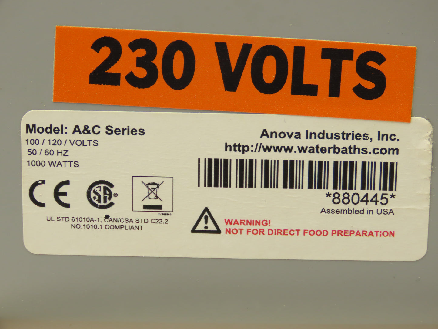 Anova A&C Series Recirculating Hot Water Bath 1000 Watt 230V Sous Vide