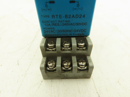 Idec RTE-B2AD24 Electronic Timer Relay Socket 24V 10A 240V 4 Adjustment Lot of 3