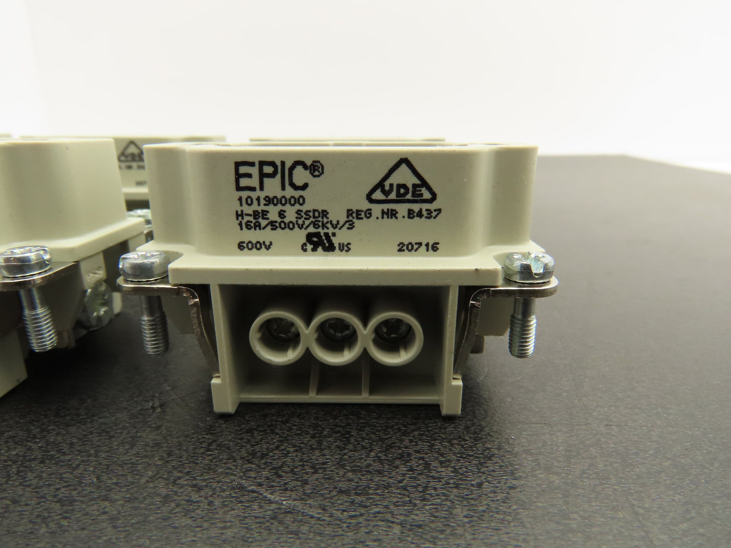 Epic 10190000 HB-E Male Connector Insert 6-Pin 16A 500V Lot of 6