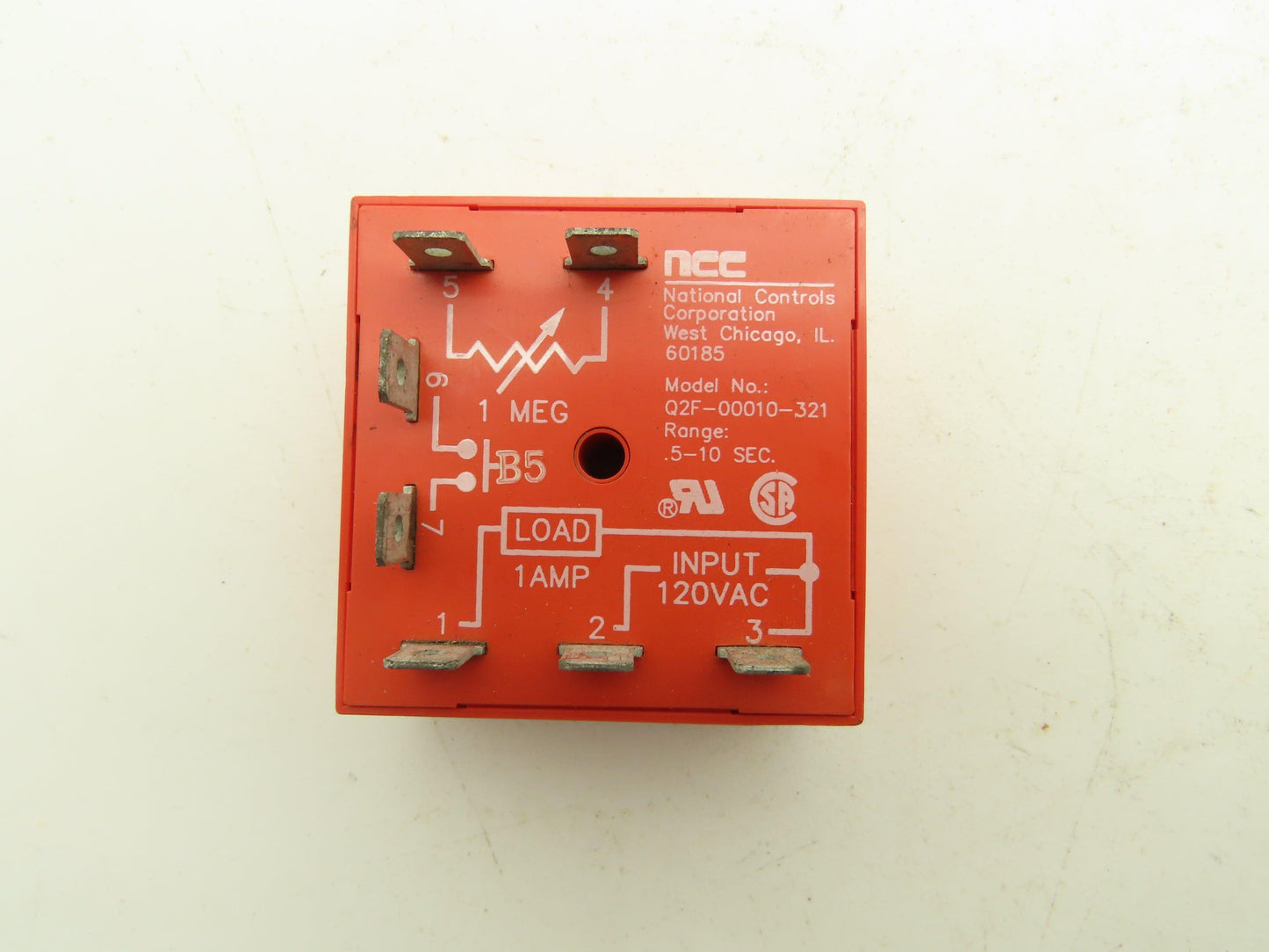 NCC Q2F-00010-321 Solid State Cube Timer Timing Relay .5-10 Sec 120VAC
