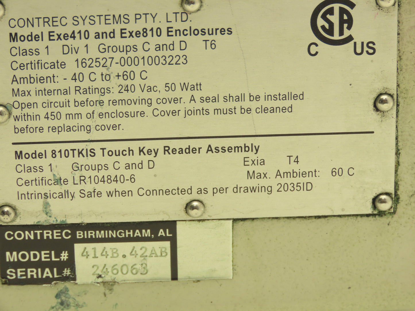 Contrec 414 Flow Meter Batch Controller 414B.42AB / 810TKIS / Exe410