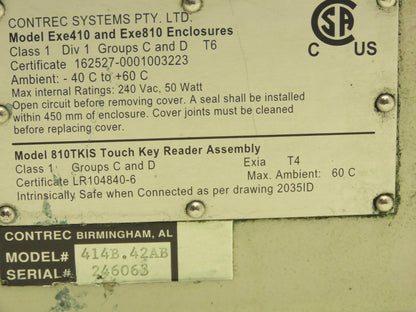 Contrec 414 Flow Meter Batch Controller 414B.42AB / 810TKIS / Exe410