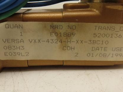 Versa VXX-4324-H-XX-3BC10 Pneumatic Solenoid Valve 4 Way 3 Position 1/2"NPT 120V