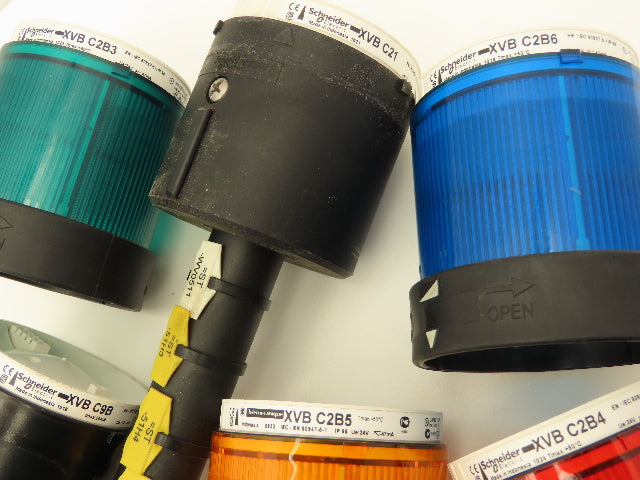 Schneider XVB Stack Light Tower w/Horn Red Blue Amber Green 12-48V  48"H