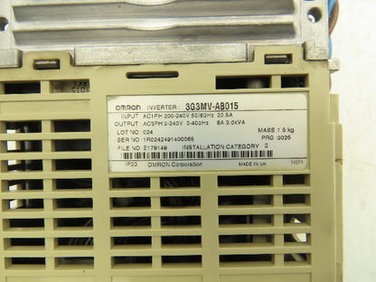 Omron 3G3MV-AB015 Sysdrive Inverter 1.5kW 200-240v 20.5A Input 0-240V 8A Output