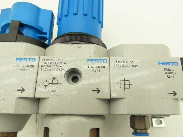 Festo LFR-3/8-D-MIDI Compressed Air Filter Regulator Combo w/Lockout Valve G3/8"