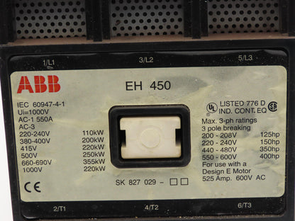 ABB EH 450 Contactor 525A 200-600VAC 3ph 125-400Hp