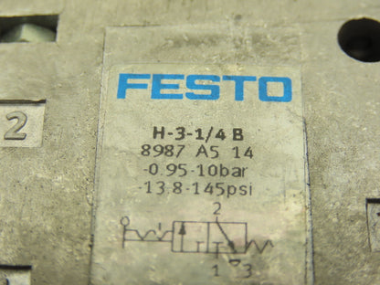 Festo H-3-1/4-B Pneumatic Manual Hand Lever Valve 3/2-way 145psi G1/4"  Lot of 2