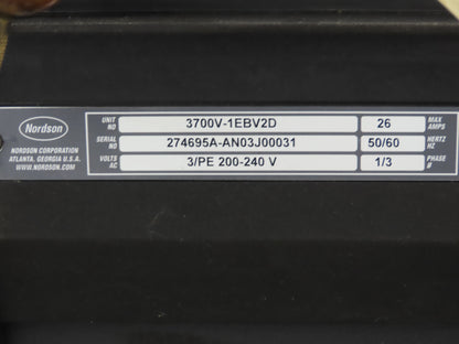 Nordson 3700V-1EBV2D Vista Hot Glue Melt Machine 240V 1Ph Single Phase