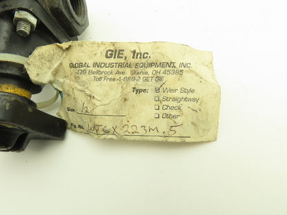 Global Industrial WTCX223M.5 Diaphragm Valve Wier Style 1/2" NPT