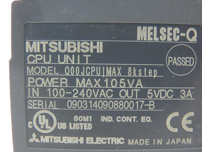 Mitsubishi Q00JCPU PLC Processor CPU 100-240VAC Input 5VDC Output Missing Cover