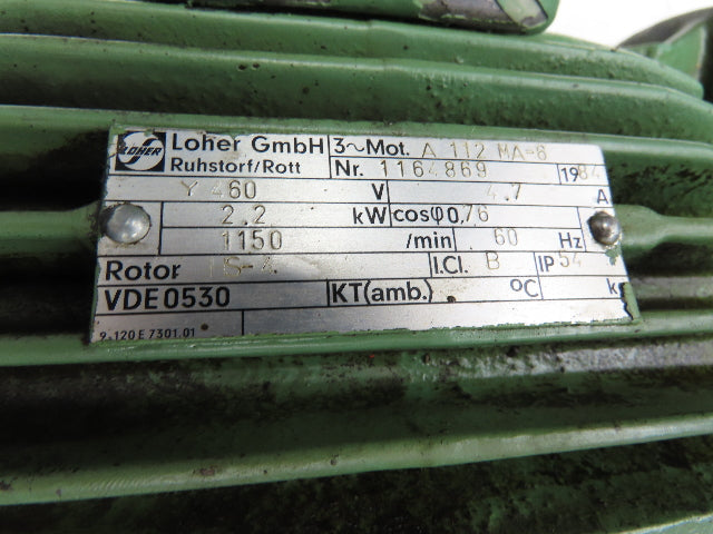 Hydraulic Rotary Gear Pump Loher Motor 2.2kw 1150rpm 460V 3PH