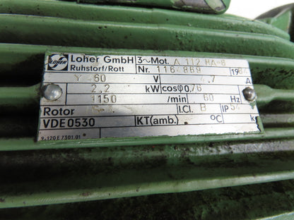 Hydraulic Rotary Gear Pump Loher Motor 2.2kw 1150rpm 460V 3PH