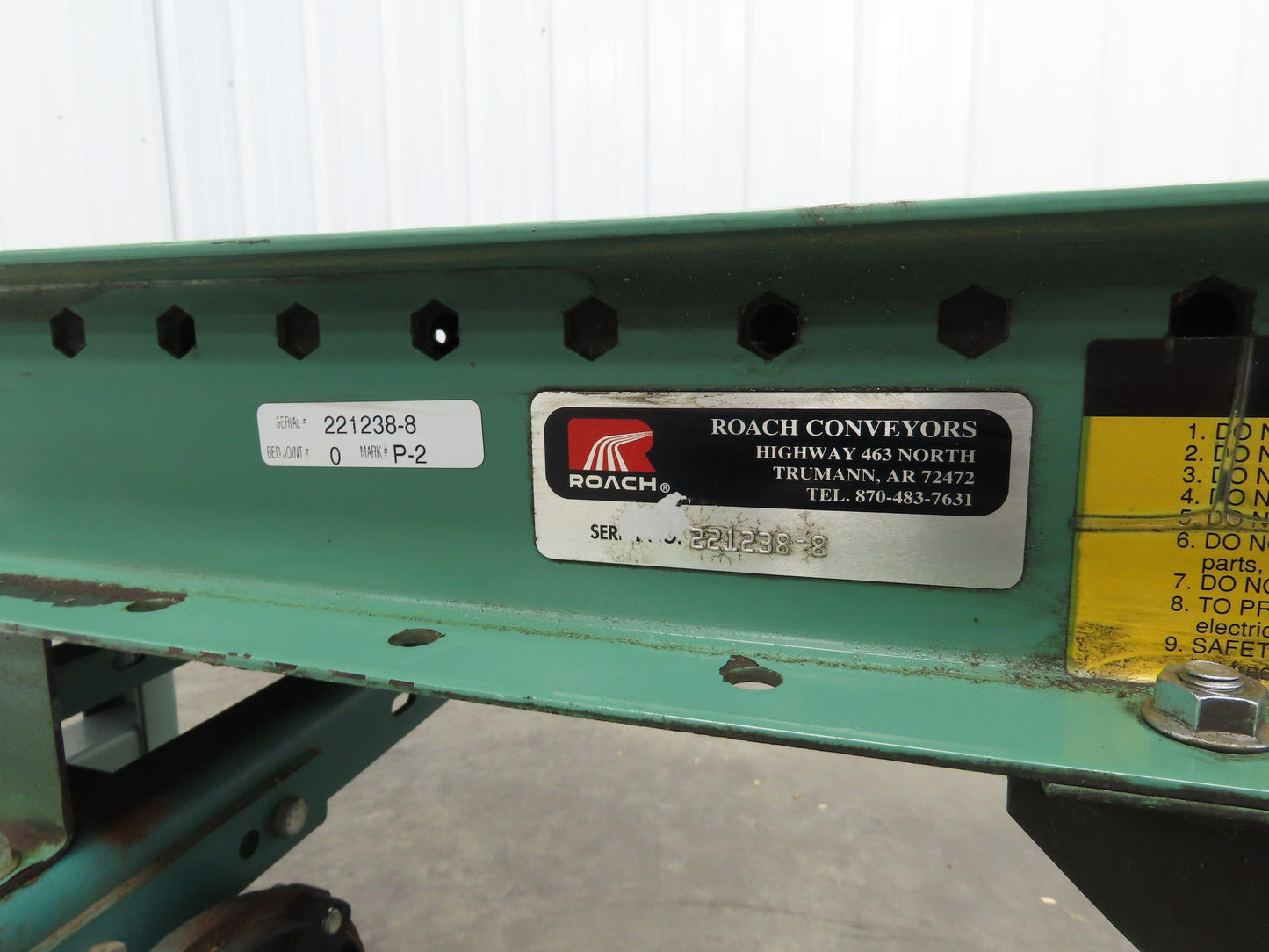 Roach 18"x 6' Slider Bed Conveyor 13"Belt Variable Speed 2-way Drive 120V 65fpm