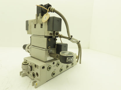 SMC VV713-03R-03D Solenoid Valve 4-Station Manifold 4/5 Port
