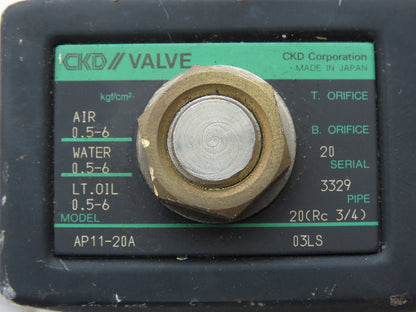 CKD AP11-20A Solenoid Valve WOG 3/4" NPT