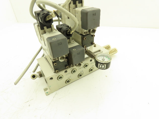 SMC VV713-03R-03D Solenoid Valve Stack 4-Station Manifold