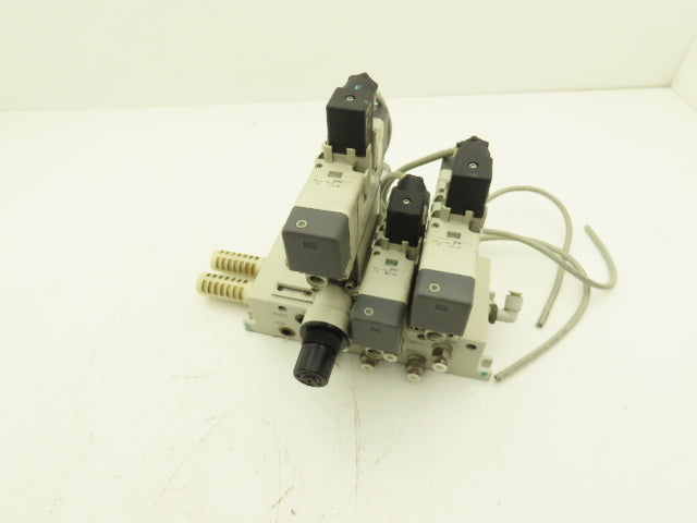 SMC VV713-03R-03D Solenoid Valve Stack 4-Station Manifold