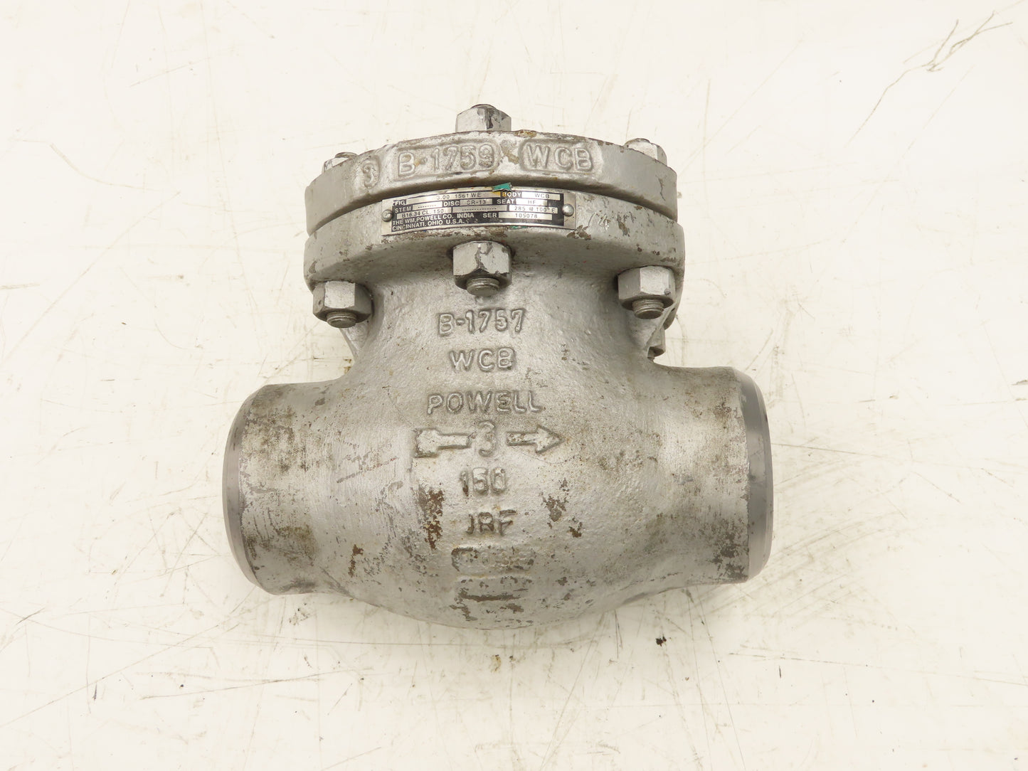 Powell 3.00 1561WE Swing Check Valve 3" Buttweld Carbon Steel Class 150