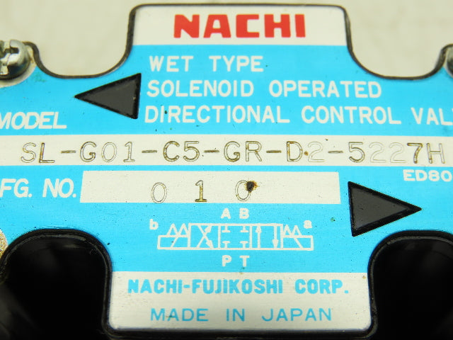 Nachi SL-G01-C5-GR-D2-5227H Hydraulic Directional Control Solenoid Valve 24VDC