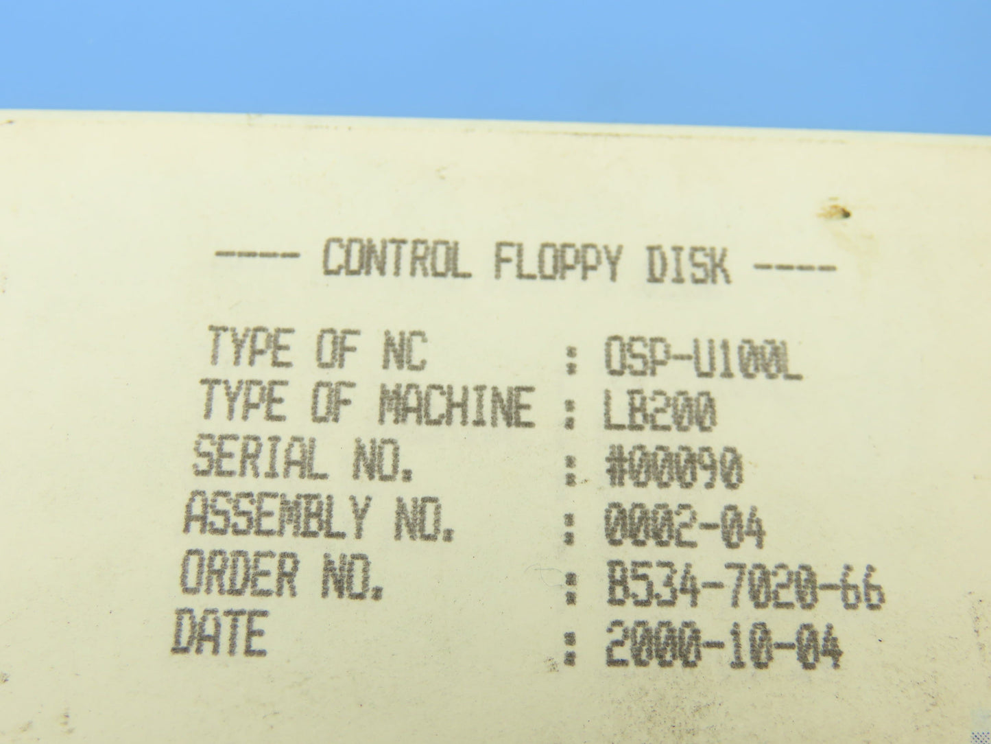 Okuma LB200 CNC Lathe Floppy Disc Files Set with Case OSP-U100