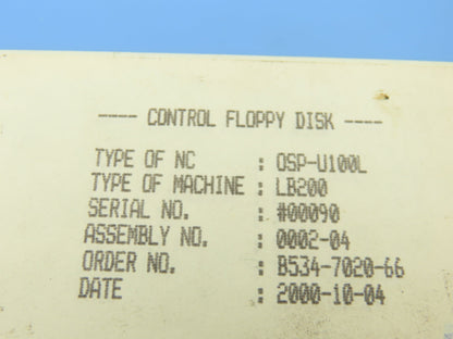 Okuma LB200 CNC Lathe Floppy Disc Files Set with Case OSP-U100