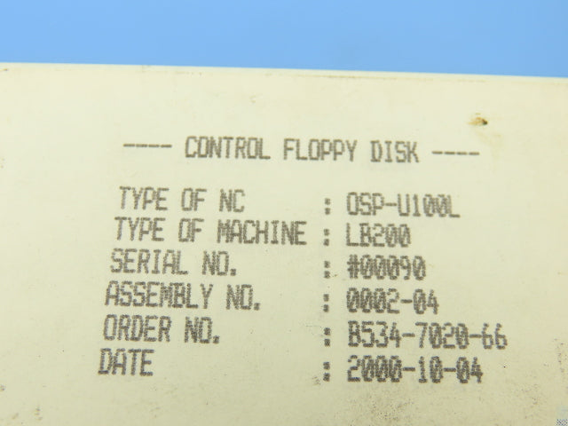 Okuma LB200 CNC Lathe Floppy Disc Files Set with Case OSP-U100