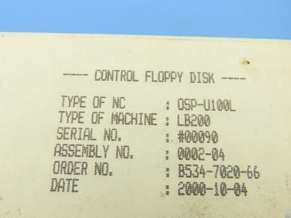 Okuma LB200 CNC Lathe Floppy Disc Files Set with Case OSP-U100
