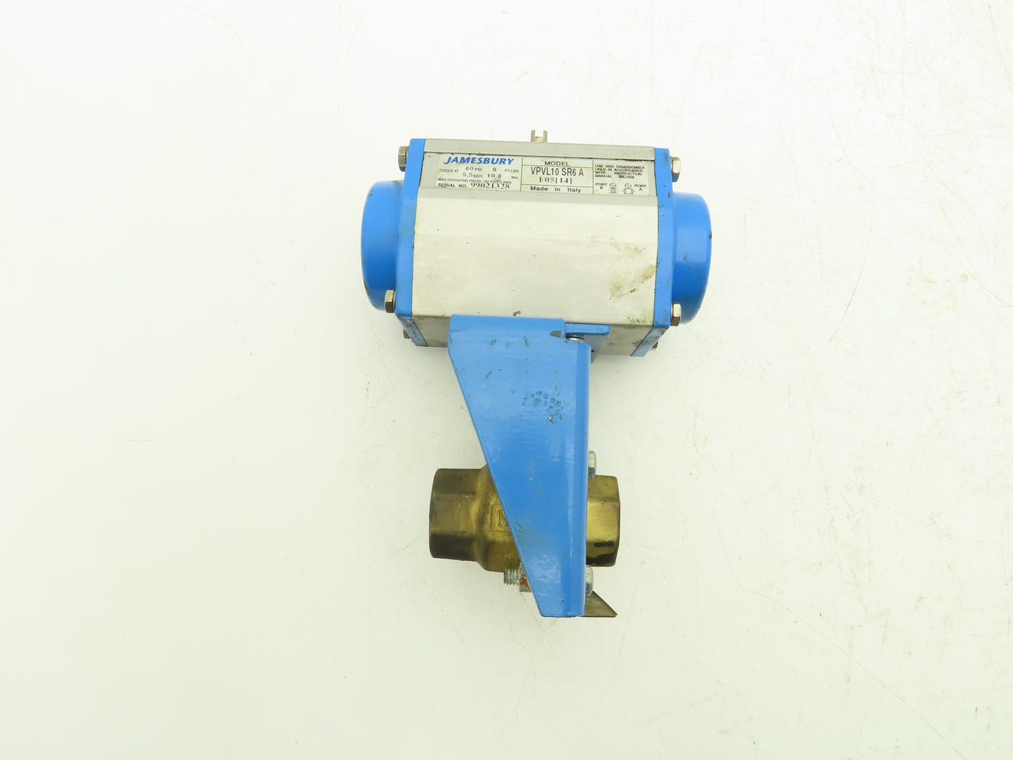 Jamesbury VPVL10SR6AF0514 Pneumatic Actuator 1/4 Turn 80psi 8ft-lb 1" Ball Valve