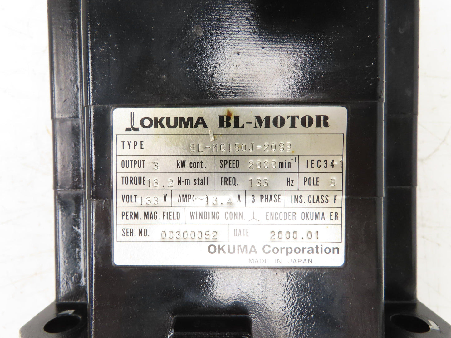 Okuma BL-MC150J-20SB AC Servo Motor 3kw 133V 2000rpm Encoder ER-J-7200D