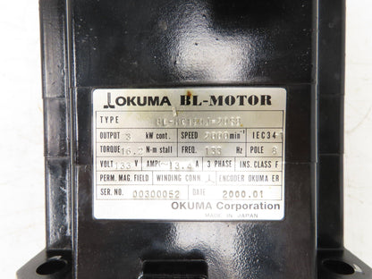 Okuma BL-MC150J-20SB AC Servo Motor 3kw 133V 2000rpm Encoder ER-J-7200D
