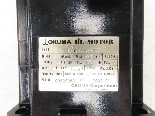 Okuma BL-MC150J-20SB AC Servo Motor 3kw 133V 2000rpm Encoder ER-J-7200D