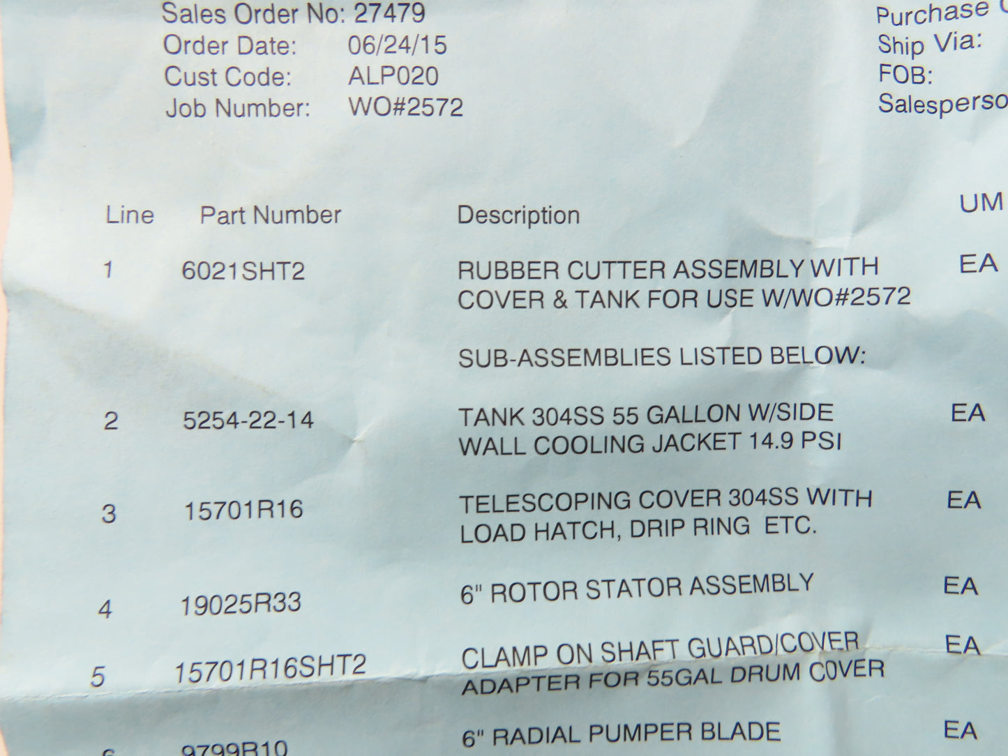 Myers Mixers Stainless Steel Tank Mixer 55 Gallon 6" Agitator Cooling Jacket