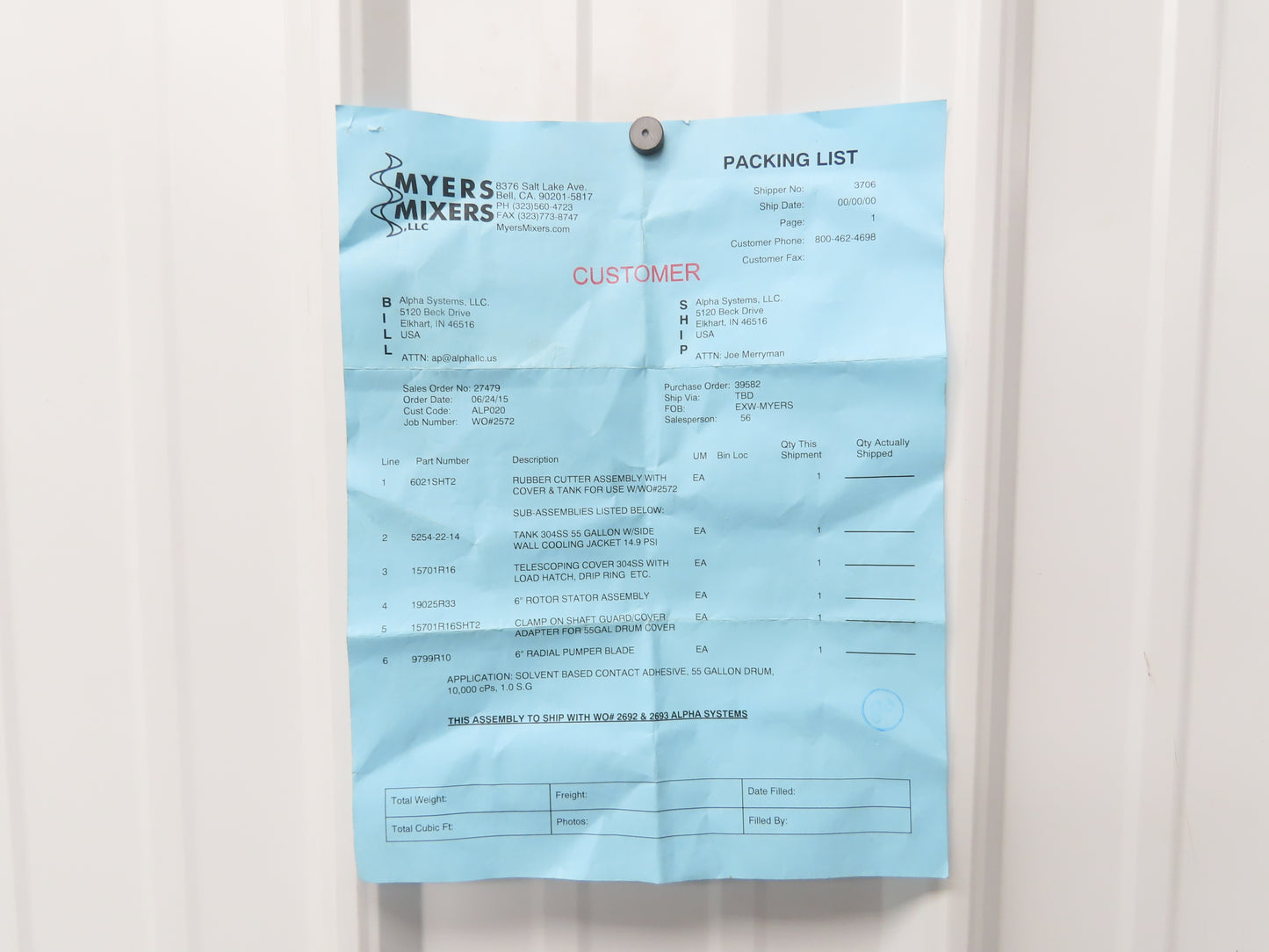 Myers Mixers Stainless Steel Tank Mixer 55 Gallon 6" Agitator Cooling Jacket