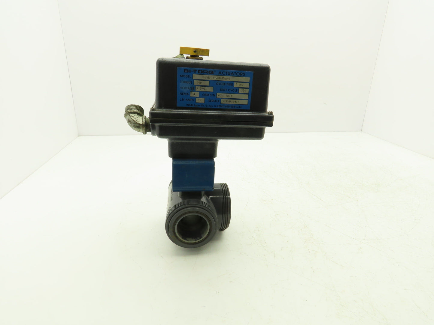 Bi-Torq 2" PVC Face Seal Ball Valve 3-Way 115VAC Actuator IC-3WL-15-200-E-A-4