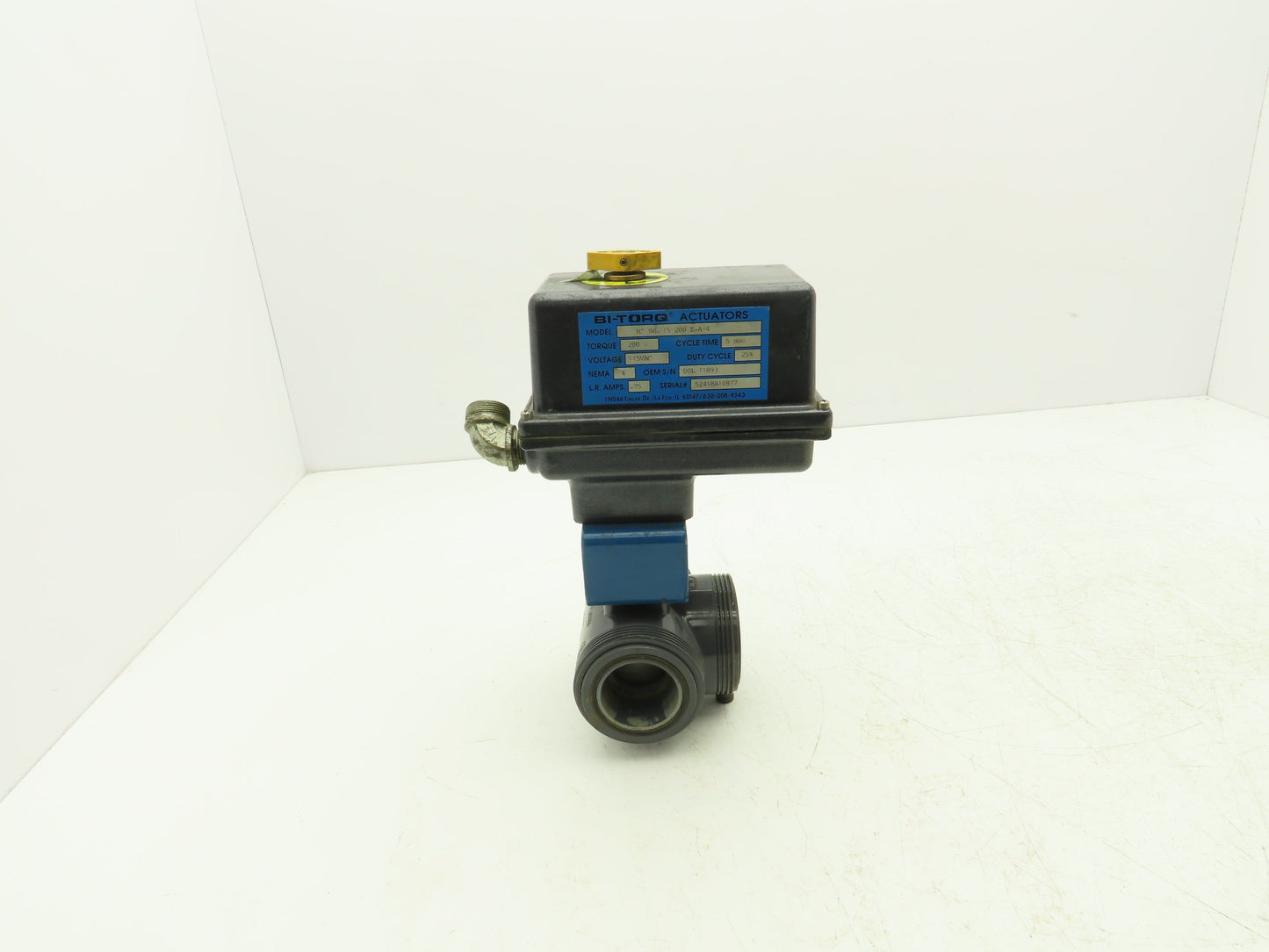 Bi-Torq 2" PVC Face Seal Ball Valve 3-Way 115VAC Actuator IC-3WL-15-200-E-A-4