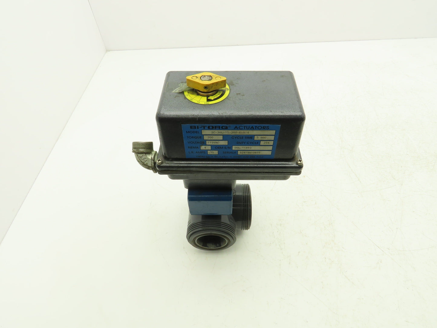 Bi-Torq 2" PVC Face Seal Ball Valve 3-Way 115VAC Actuator IC-3WL-15-200-E-A-4