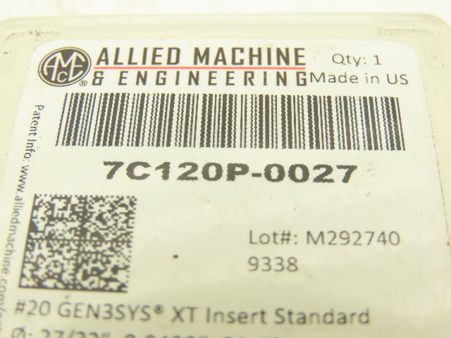 Allied Machine & Eng. 7C120P-0027 GEN3SYS XT Insert 20 GEN3 XT C1 AM300 27/32"