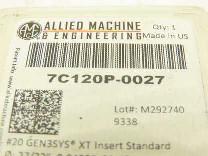 Allied Machine & Eng. 7C120P-0027 GEN3SYS XT Insert 20 GEN3 XT C1 AM300 27/32"