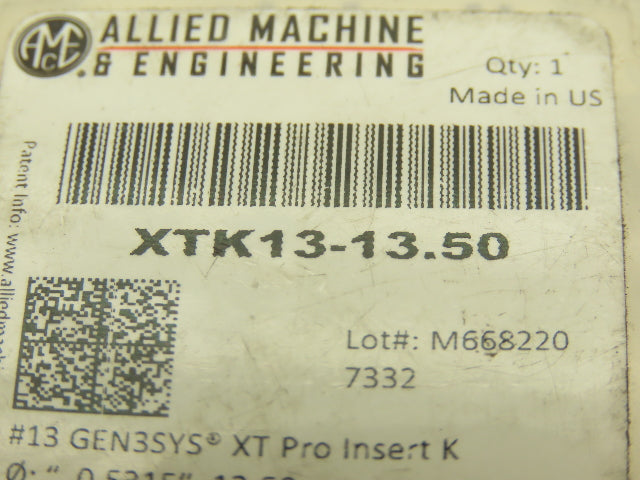 Allied Machine & Eng. XTK13-13.50 GEN3SYS XT Insert 13 PRO AM440 13.50MM K GEO