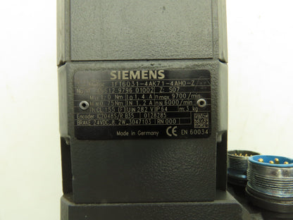 Siemens 1FT6031-4AK71-4AH0-Z Servo Motor w/Brake - Encoder IC2048S/R B35
