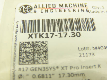 Allied Machine & Eng. XTK17-17.30 GEN3SYS Insert 17 XT PRO AM440 17.30MM K GEO