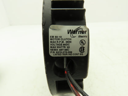 Warner EM50-10 Brake Clutch Fan 3600 RPM 90VDC 20W 48Y-56C