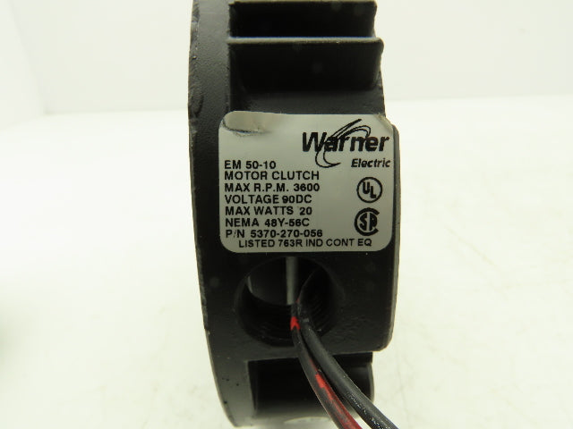 Warner EM50-10 Brake Clutch Fan 3600 RPM 90VDC 20W 48Y-56C