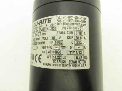 Acu-Rite 750 233-01 DC Servo Motor 140V 30.8A 2400RPM Max 31 in-lb